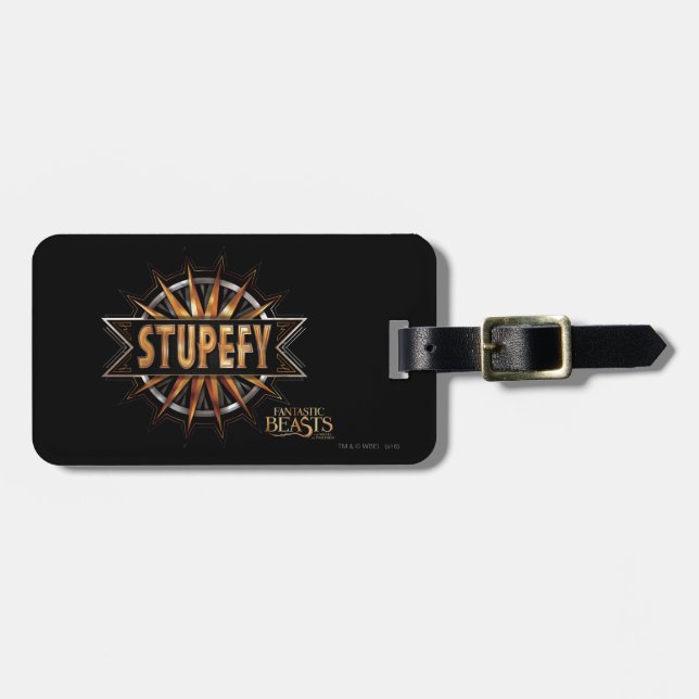 Black & Gold Stupefy Spell Graphic Luggage Tag (Front Horizontal)