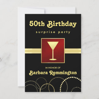 Black & Gold - Surprise 50th Birthday Party Invite