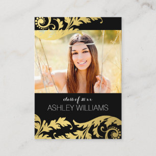 Black Gold Swirls Senior Rep Marketing Calling Card
