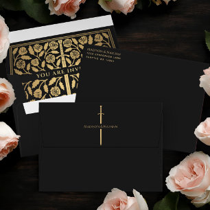 Black Gold Sword Royal Fantasy Wedding Envelope