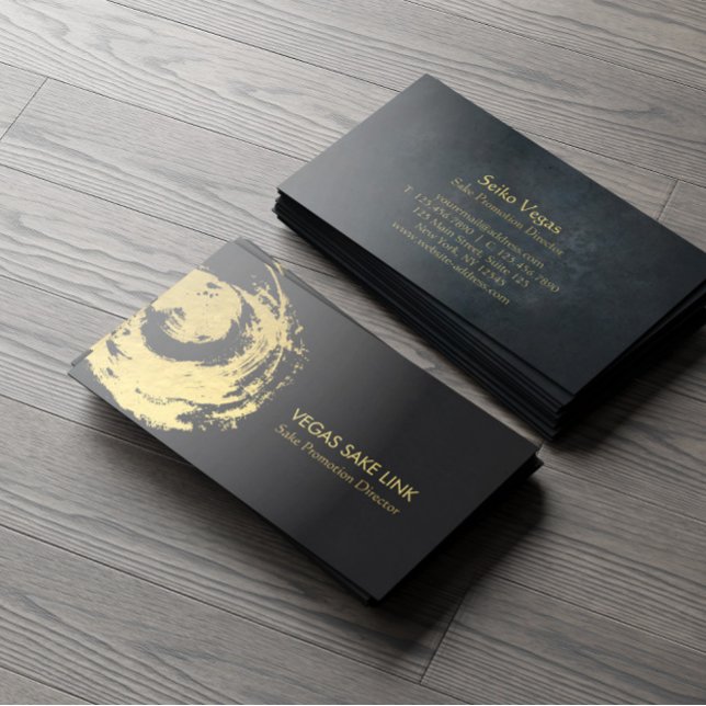 Black Gold Symbol Sake Sommelier Winery Bartender Business Card (Creator Uploaded)