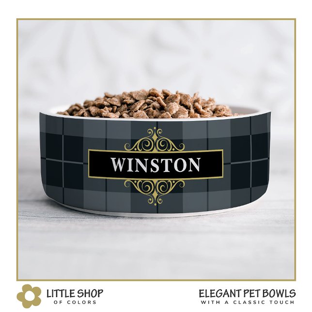 Black Gold Tartan Plaid Customised Bowl (Creator Uploaded)