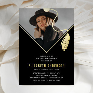 Black Gold Tassel Cap Photo Graduation Party