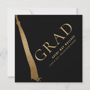 Black Gold Tassel Unique Graduation Custom Invitation