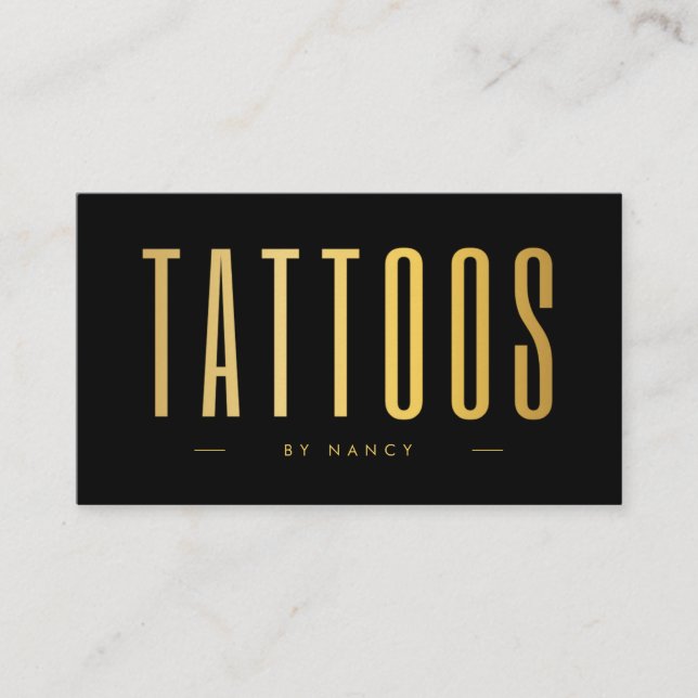 Black & Gold Tattoo Artist Minimalist  Business Card (Front)