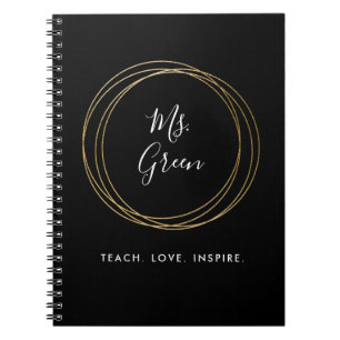 Black & Gold Teacher Inspirational Quote Notebook