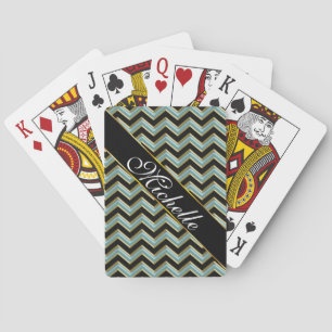 Black Gold Teal ZigZag Playing Cards