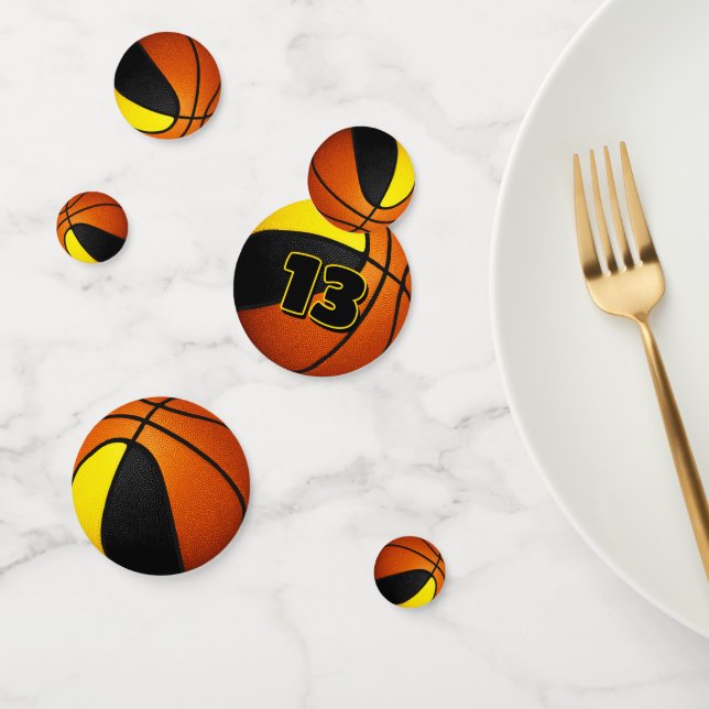 black gold team colours basketball party confetti (Group)