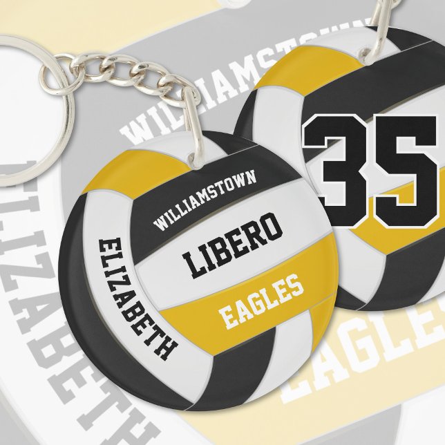 black gold team colours personalised volleyball key ring (Creator Uploaded)