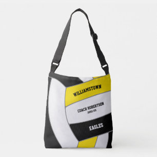 black gold team colours volleyball athlete coach crossbody bag