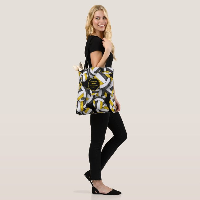 black gold team colours volleyball coach tote bag (On Model)