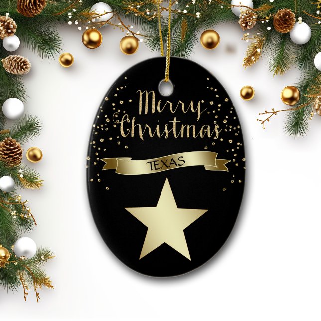 Black Gold Texas Star Ceramic Tree Decoration (Creator Uploaded)