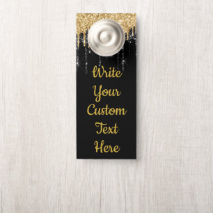 Black Gold Text Anniversary Party Birthday Wedding Door Hanger
