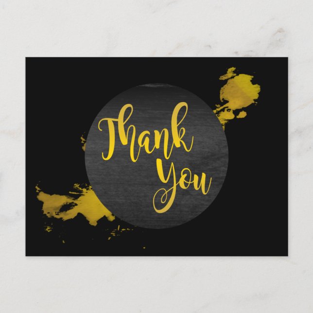 Black Gold Thank You  Abstract Modern Postcard (Front)