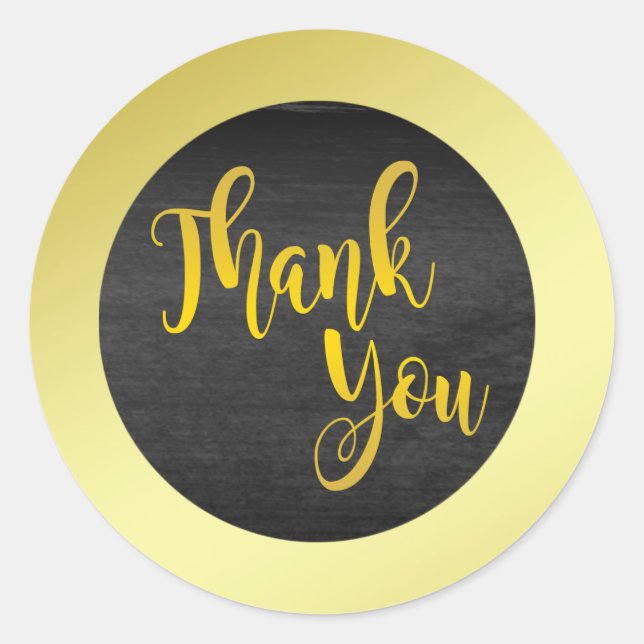 Black Gold Thank You Classic Round Sticker (Front)