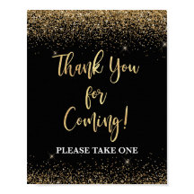 Black & Gold Thank You For Coming Favour Table Sig