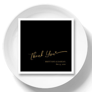Black Gold Thank You Wedding Napkin