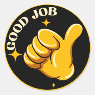 Black Gold Thumbs up Good Job Sticker 