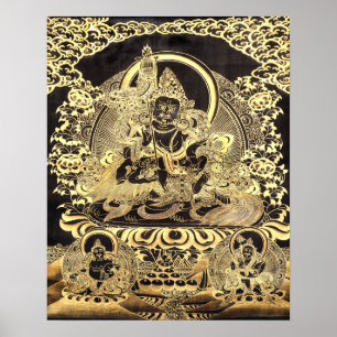 Black & Gold Tibetan Buddhist Art Poster