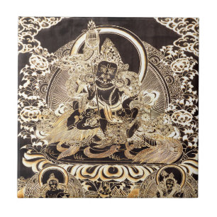 Black & Gold Tibetan Buddhist Art Tile