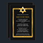 Black | Gold Tone Star of David Bar Mitzvah Invitation<br><div class="desc">Simple and elegant black and gold tone Star of David Bar Mitzvah celebration invitation.  Original design created by Holiday Hearts Designs (all rights reserved).  If you require assistance in personalising this design for your event,  please email us at info@holidayheartsdesigns.com and we will be happy to assist whenever possible.</div>