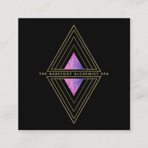 *~* Black Gold Triangles Sacred Geometry Alchemy Square Business Card