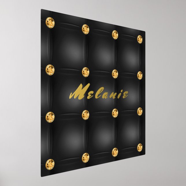 Black Gold Tuft Foil Print Poster with Custom Name (Laydown)