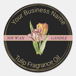 Black & Gold Tulip Candle Product Label