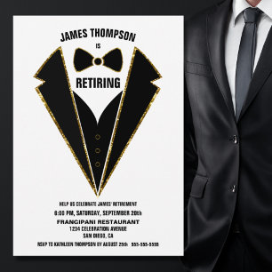 Black Gold Tuxedo Retirement Party Invitation