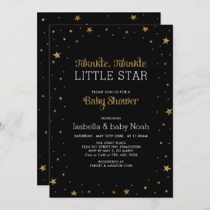 Black & Gold Twinkle Little Star Baby Shower Invitation