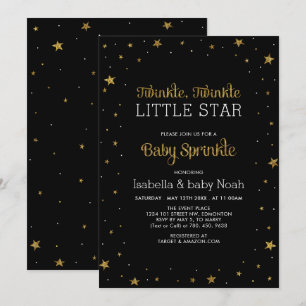 Black & Gold Twinkle Little Star Baby Sprinkle Invitation