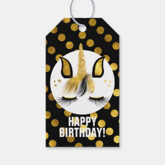 Black & Gold Unicorn Gift Tags
