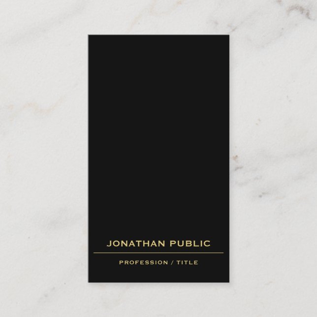 Black & Gold Upload Your Logo Here Custom QR Code Business Card (Front)