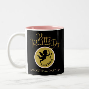 black gold valentine couple personalised customise Two-Tone coffee mug