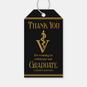 Black Gold Veterinary School Graduation Party Gift Tags