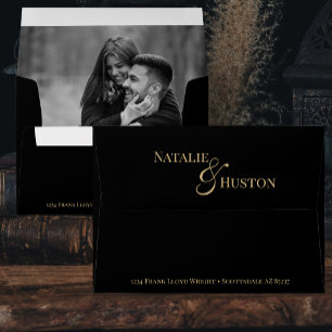 Black Gold Victorian Custom Wedding Invitation Envelope