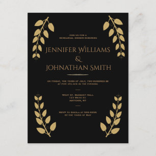 Black & gold vines dinner invitations