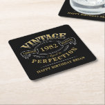 Black Gold Vintage Aged To Perfection birthday Square Paper Coaster<br><div class="desc">Black and gold fun vintage aged to perfection adult birthday gift idea for men,  great for any age birthday celebration,  or other occasions. Custom it with your own text.</div>