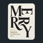 Black & gold vintage merry chritsmas announcement magnet<br><div class="desc">Black and gold vintage graphic typography merry chritsmas card. Part of a bold fun holiday collection.</div>