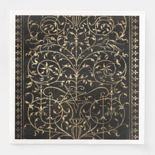 Black gold Vintage Ornate Gold Napkin