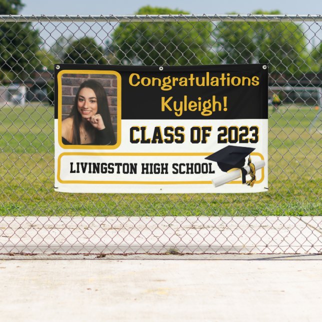 Black & Gold Vinyl Graduation Banner (Insitu)