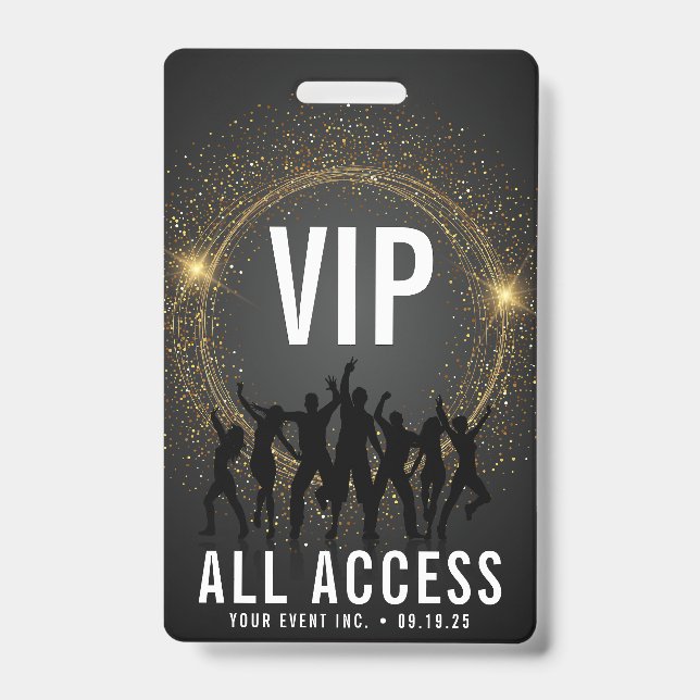 Black & Gold VIP All Access Concert ID Badge (Front)