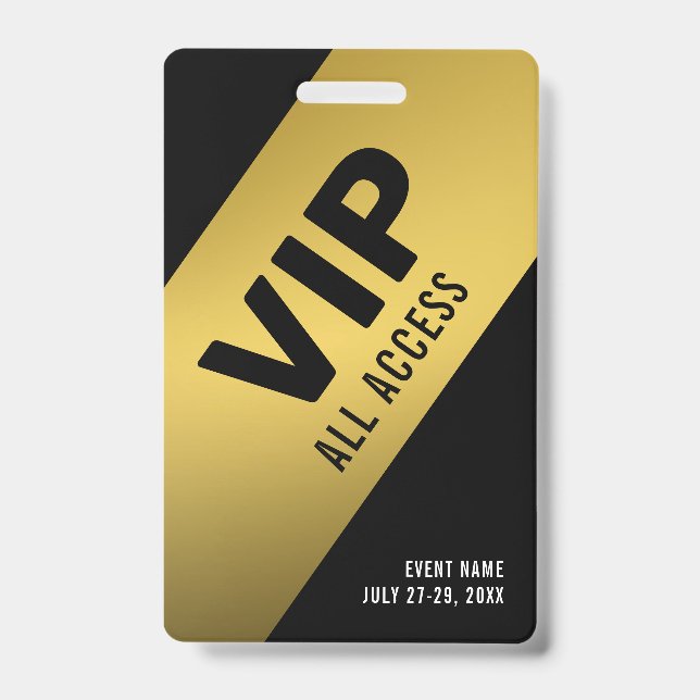 Black Gold VIP All Access Pass Event ID Badge (Front)