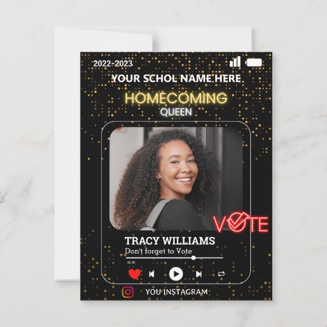 Black Gold  Vote Homecoming Queen Flyer Template (Front)