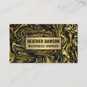 Black Gold Warped Marble Business Card