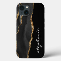 Black Gold Watercolor Agate Personalised