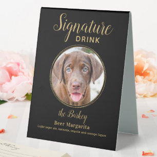 Black Gold Wedding Custom Pet Dog Signature Drink