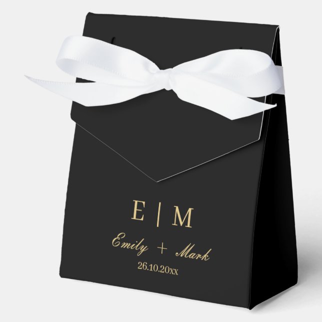 Black Gold Wedding Favour Box Luxury Custom  (Front)