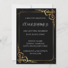 Black Gold Wedding Invitation