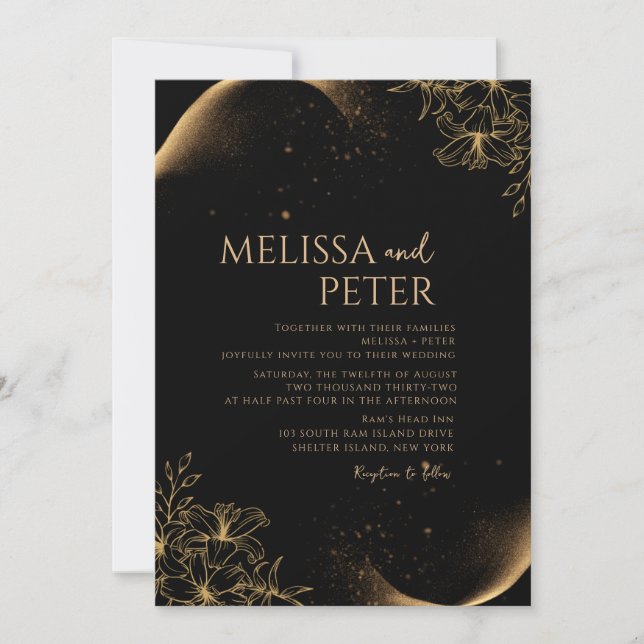 Black Gold  Wedding Invitation (Front)